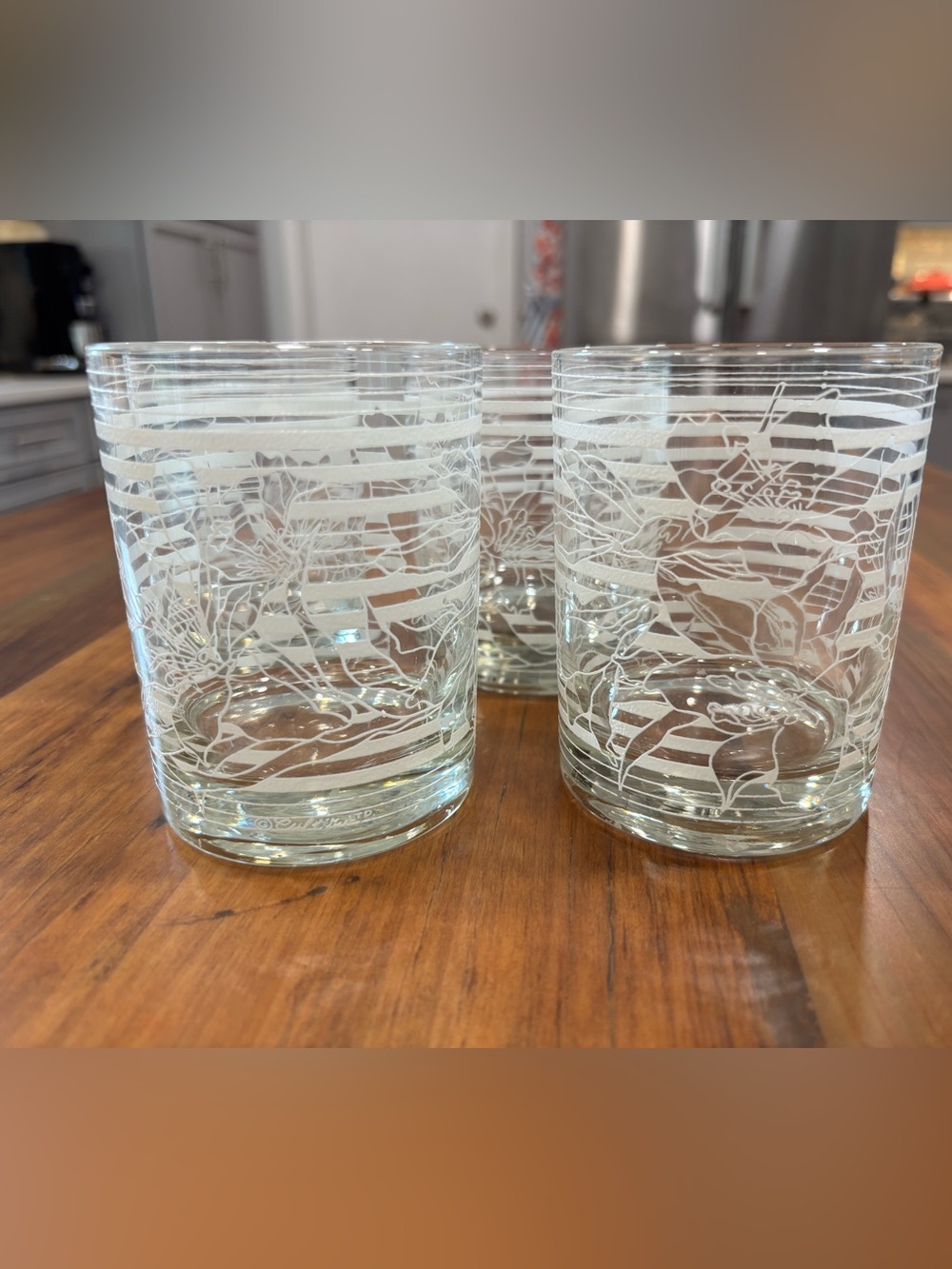 Vintage MCM Culver Signed 1960’s White Orchard Rocks Glasses (set of 4)